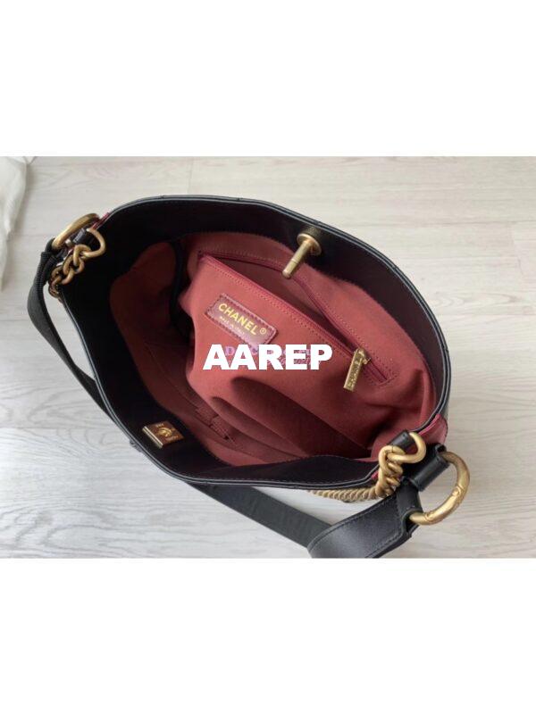 Replica Chanel Calfskin Hobo Bag A57576 Black with Red Trimmed 13
