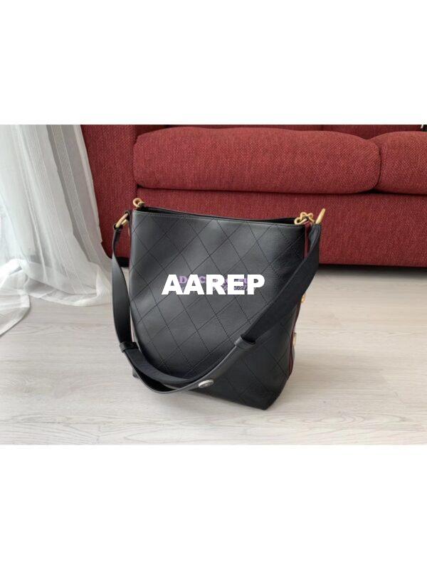 Replica Chanel Calfskin Hobo Bag A57576 Black with Red Trimmed 14
