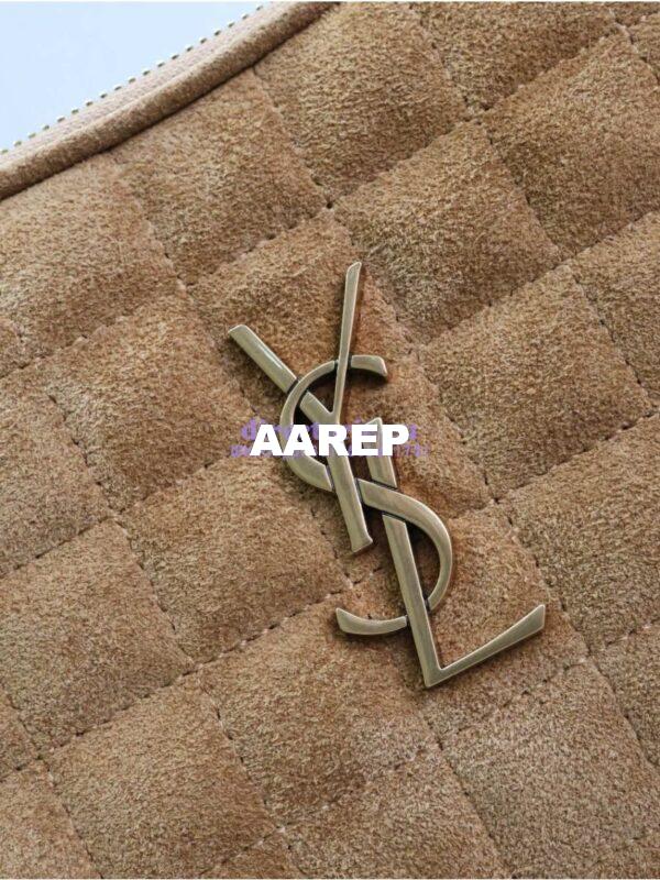 Replica YSL Saint Laurent Cassandre matelassé carré camera bag in brown suede calf leather 764809 10