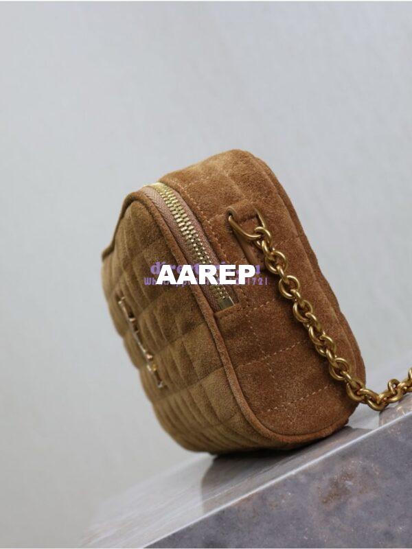 Replica YSL Saint Laurent Cassandre matelassé carré camera bag in brown suede calf leather 764809 11