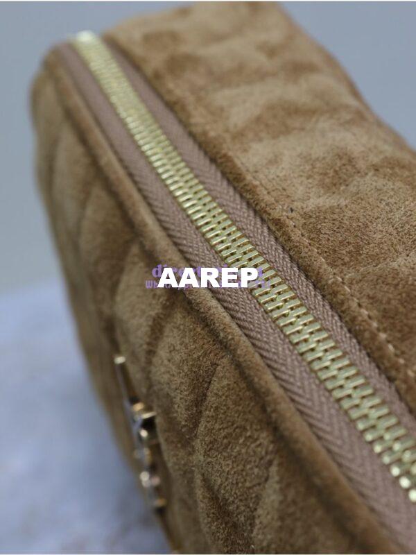Replica YSL Saint Laurent Cassandre matelassé carré camera bag in brown suede calf leather 764809 13