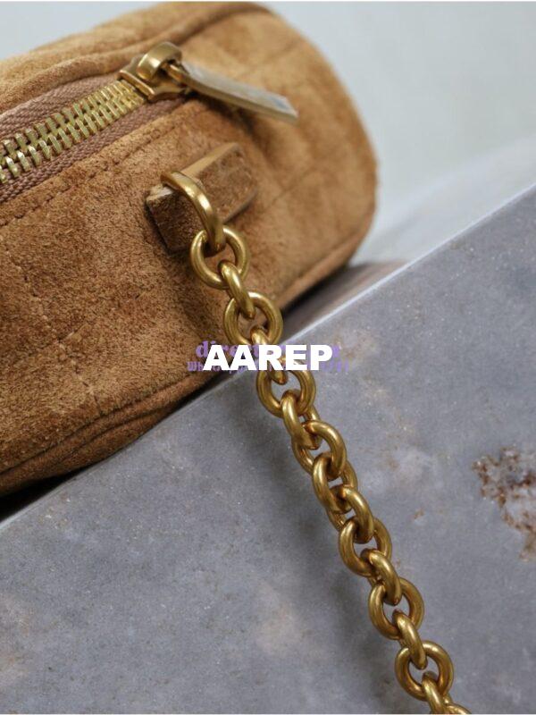 Replica YSL Saint Laurent Cassandre matelassé carré camera bag in brown suede calf leather 764809 16