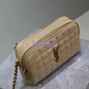Replica YSL Saint Laurent Cassandre matelassé carré camera bag in lambskin 764809 Dark Beige 2