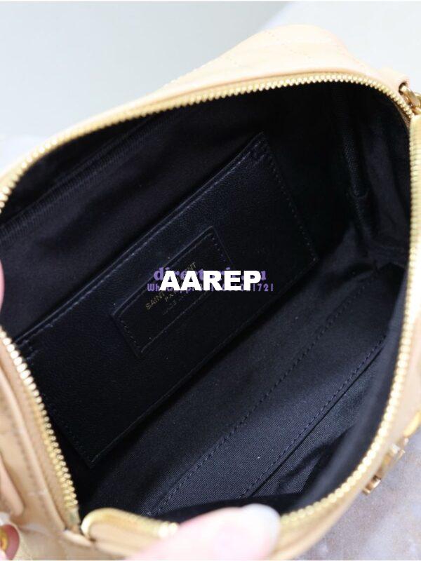 Replica YSL Saint Laurent Cassandre matelassé carré camera bag in lambskin 764809 Dark Beige 9