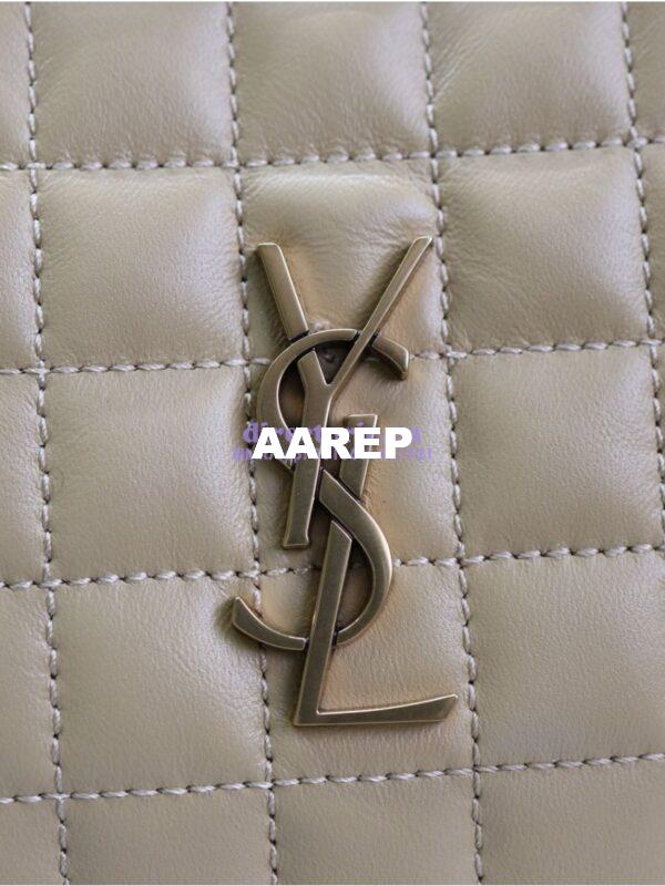 Replica YSL Saint Laurent Cassandre matelassé carré camera bag in lambskin 764809 Dark Beige 10