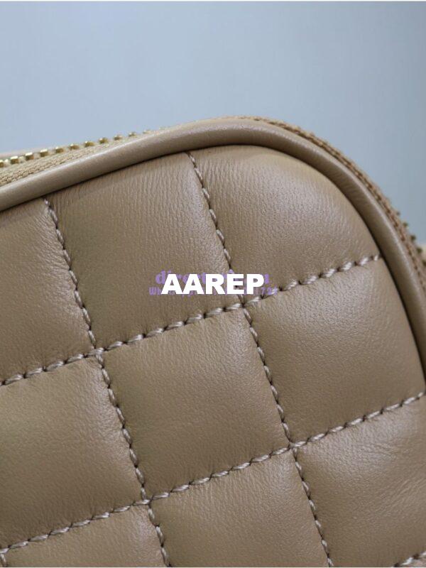 Replica YSL Saint Laurent Cassandre matelassé carré camera bag in lambskin 764809 Dark Beige 13