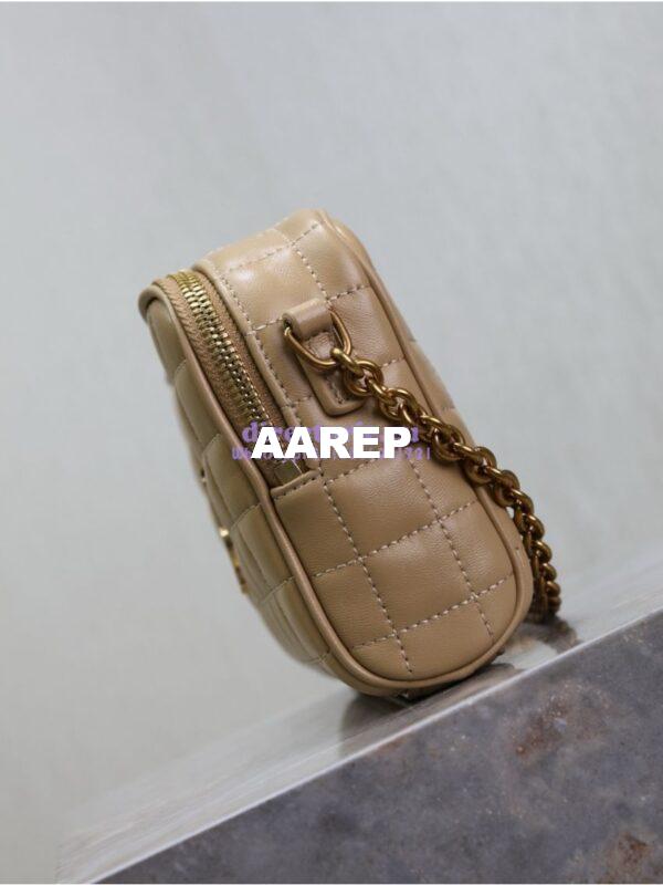 Replica YSL Saint Laurent Cassandre matelassé carré camera bag in lambskin 764809 Dark Beige 15