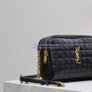 Replica YSL Saint Laurent Cassandre matelassé carré camera bag in lambskin 764809 Black