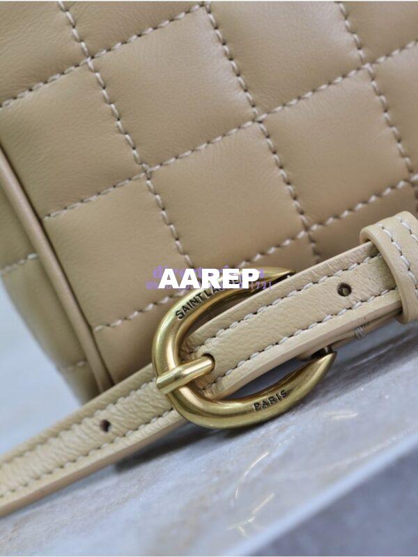 Replica YSL Saint Laurent Cassandre matelassé carré camera bag in lambskin 764809 Dark Beige 16