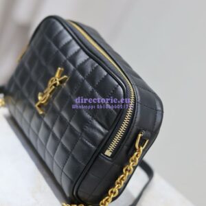 Replica YSL Saint Laurent Cassandre matelassé carré camera bag in lambskin 764809 Black 2