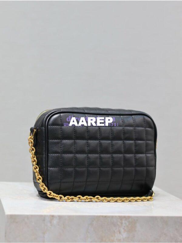 Replica YSL Saint Laurent Cassandre matelassé carré camera bag in lambskin 764809 Black 4
