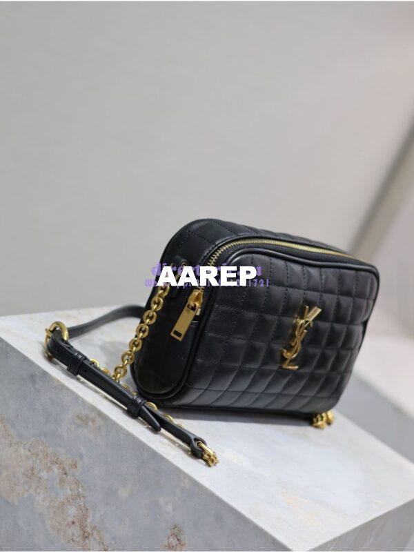 Replica YSL Saint Laurent Cassandre matelassé carré camera bag in lambskin 764809 Black 12