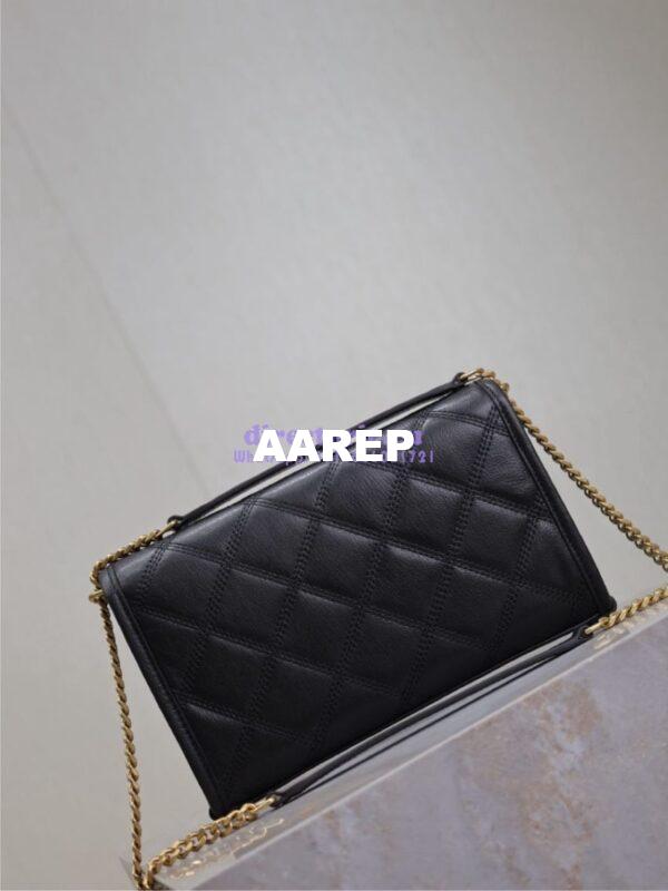 Replica YSL Saint Laurent Becky Chain Wallet In Diamond-quilted Lambskin 585031 Black 8