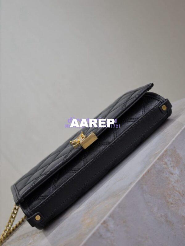 Replica YSL Saint Laurent Becky Chain Wallet In Diamond-quilted Lambskin 585031 Black 11