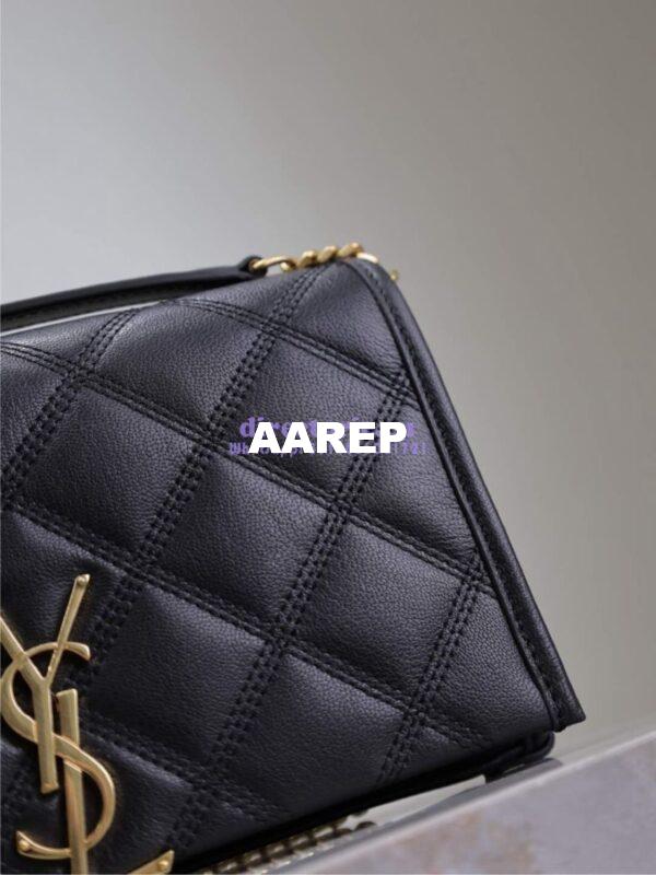 Replica YSL Saint Laurent Becky Chain Wallet In Diamond-quilted Lambskin 585031 Black 12