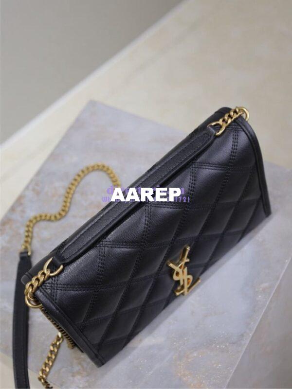 Replica YSL Saint Laurent Becky Chain Wallet In Diamond-quilted Lambskin 585031 Black 16