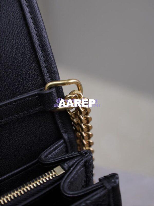 Replica YSL Saint Laurent Becky Chain Wallet In Diamond-quilted Lambskin 585031 Black 17