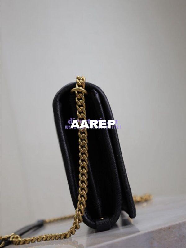 Replica YSL Saint Laurent Becky Chain Wallet In Diamond-quilted Lambskin 585031 Black 18