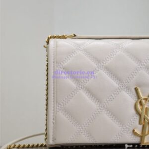Replica YSL Saint Laurent Becky Chain Wallet In Diamond-quilted Lambskin 585031 White 2