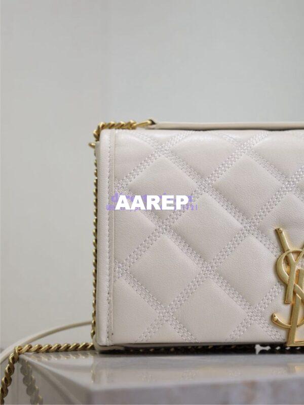 Replica YSL Saint Laurent Becky Chain Wallet In Diamond-quilted Lambskin 585031 White 4