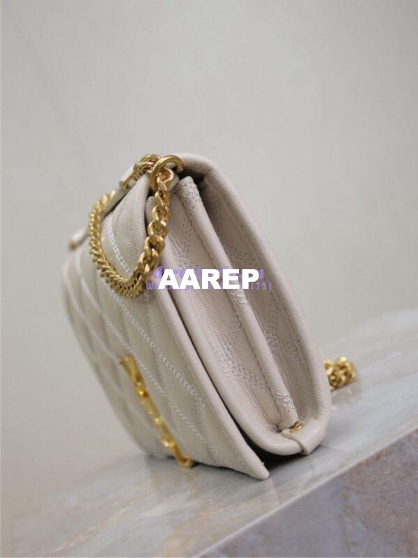 Replica YSL Saint Laurent Becky Chain Wallet In Diamond-quilted Lambskin 585031 White 7