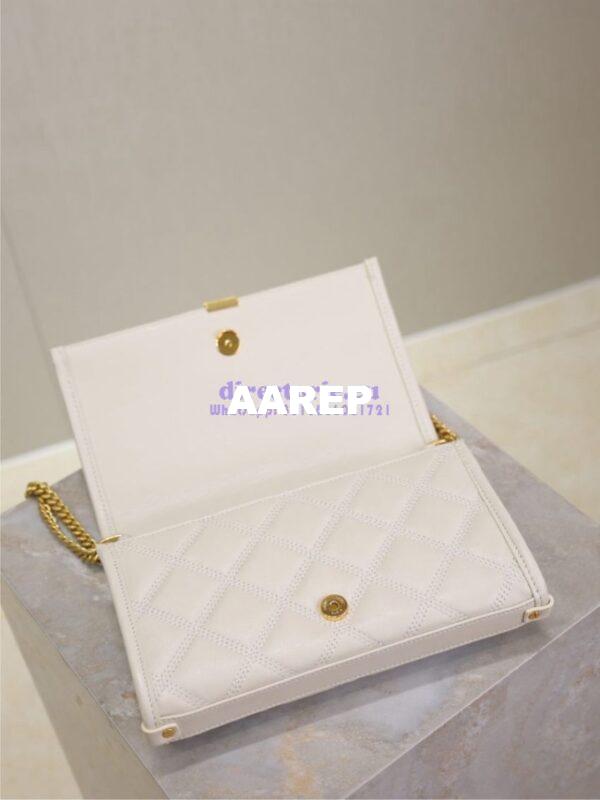 Replica YSL Saint Laurent Becky Chain Wallet In Diamond-quilted Lambskin 585031 White 8