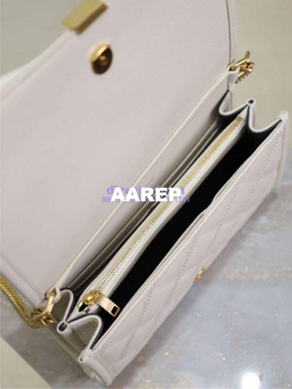 Replica YSL Saint Laurent Becky Chain Wallet In Diamond-quilted Lambskin 585031 White 9