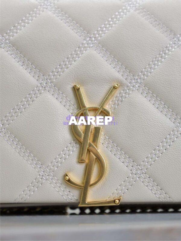 Replica YSL Saint Laurent Becky Chain Wallet In Diamond-quilted Lambskin 585031 White 11