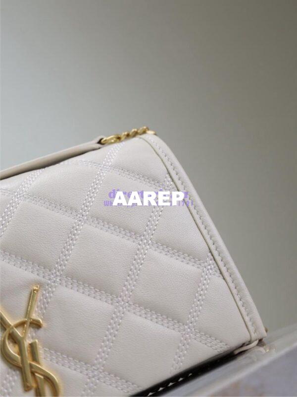 Replica YSL Saint Laurent Becky Chain Wallet In Diamond-quilted Lambskin 585031 White 12