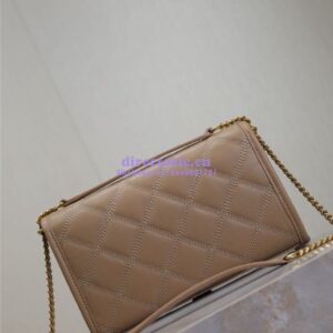 Replica YSL Saint Laurent Becky Chain Wallet In Diamond-quilted Lambskin 585031 Dark Beige 2