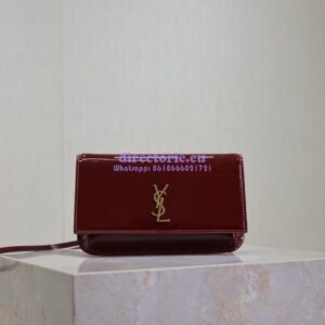 Replica YSL Saint Laurent Cassandre Phone Holder In Patent Leather 635095 Rouge Cabernet