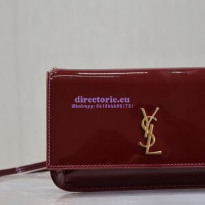 Replica YSL Saint Laurent Cassandre Phone Holder In Patent Leather 635095 Rouge Cabernet 2