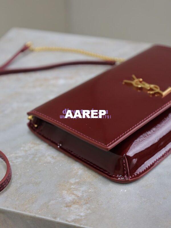 Replica YSL Saint Laurent Cassandre Phone Holder In Patent Leather 635095 Rouge Cabernet 6