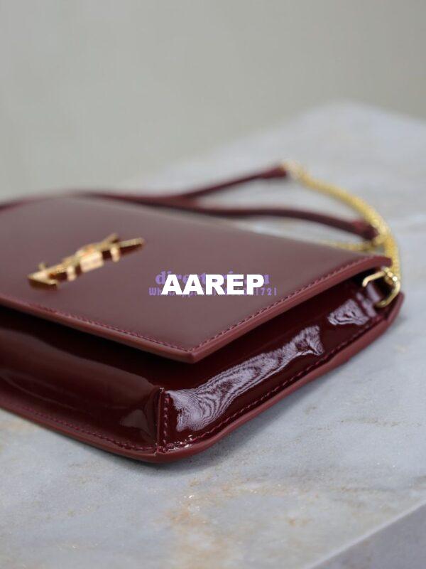 Replica YSL Saint Laurent Cassandre Phone Holder In Patent Leather 635095 Rouge Cabernet 7