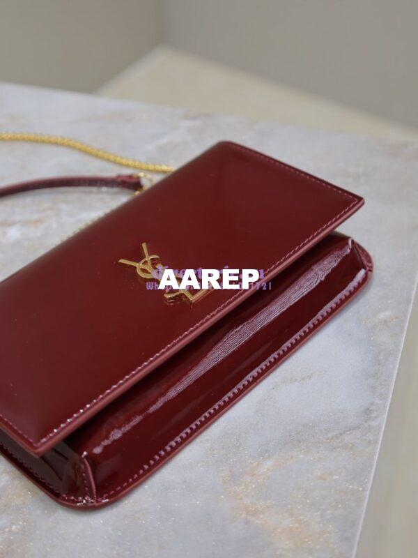 Replica YSL Saint Laurent Cassandre Phone Holder In Patent Leather 635095 Rouge Cabernet 8