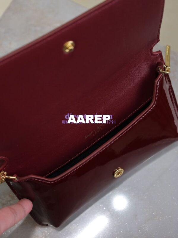 Replica YSL Saint Laurent Cassandre Phone Holder In Patent Leather 635095 Rouge Cabernet 9