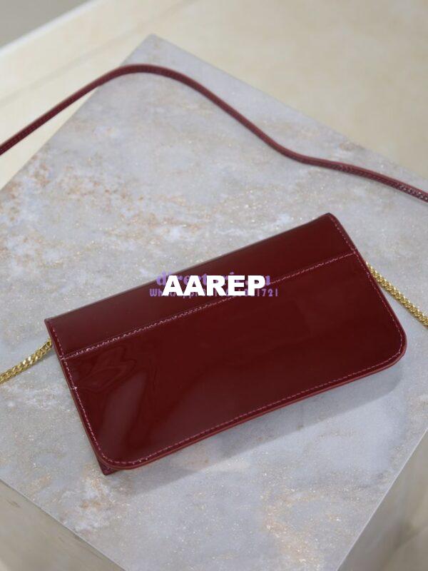 Replica YSL Saint Laurent Cassandre Phone Holder In Patent Leather 635095 Rouge Cabernet 10
