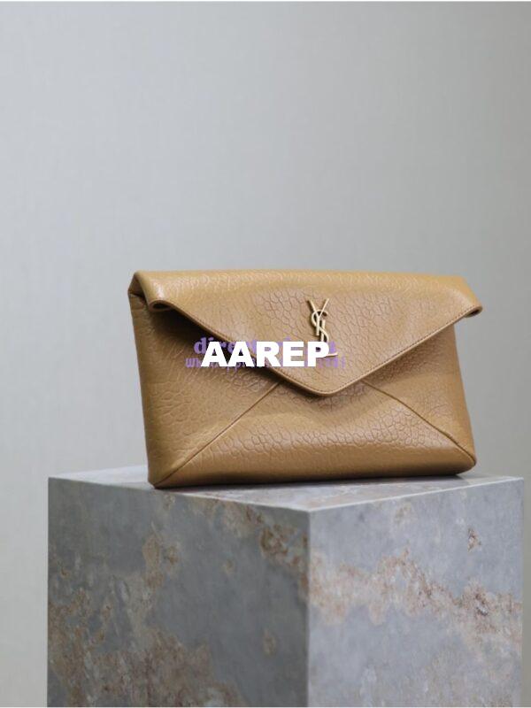 Replica Saint Laurent YSL Cassandre Large Envelope Pouch In Grained Lambskin 769307 Dark Sun 4