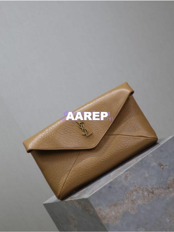 Replica Saint Laurent YSL Cassandre Large Envelope Pouch In Grained Lambskin 769307 Dark Sun 5