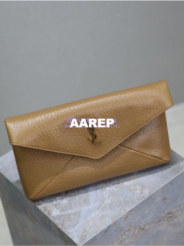 Replica Saint Laurent YSL Cassandre Large Envelope Pouch In Grained Lambskin 769307 Dark Sun 6