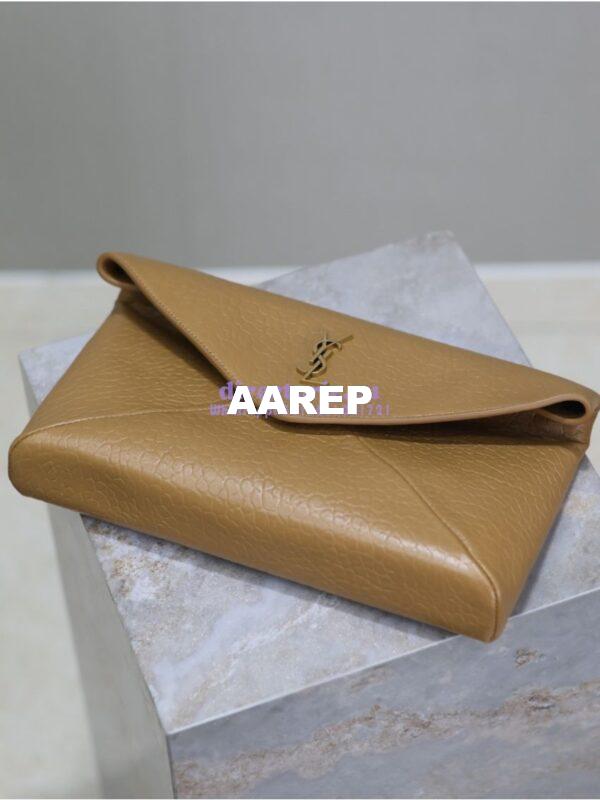 Replica Saint Laurent YSL Cassandre Large Envelope Pouch In Grained Lambskin 769307 Dark Sun 10