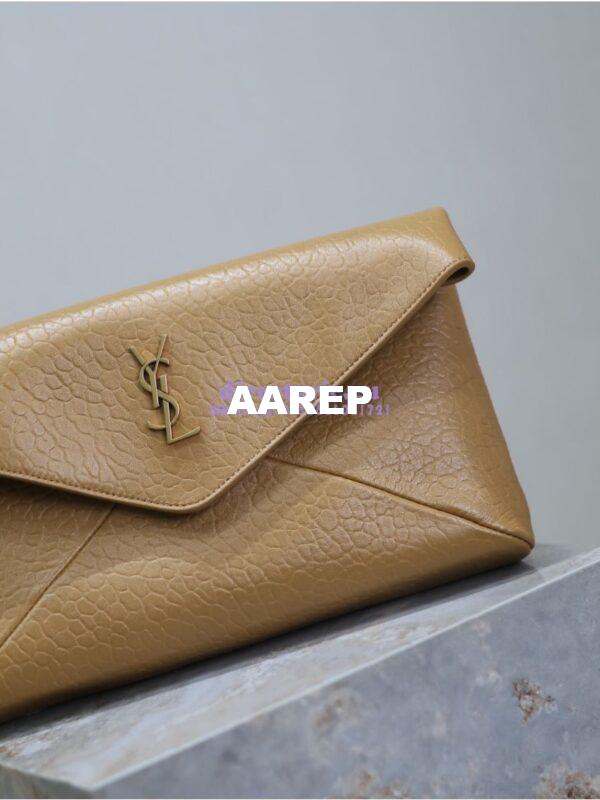 Replica Saint Laurent YSL Cassandre Large Envelope Pouch In Grained Lambskin 769307 Dark Sun 12