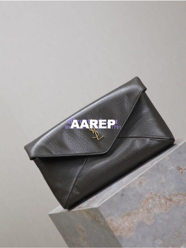 Replica Saint Laurent YSL Cassandre Large Envelope Pouch In Grained Lambskin 769307 Light Musk 5