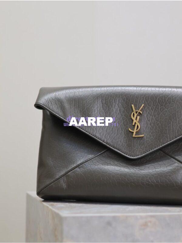 Replica Saint Laurent YSL Cassandre Large Envelope Pouch In Grained Lambskin 769307 Light Musk 6