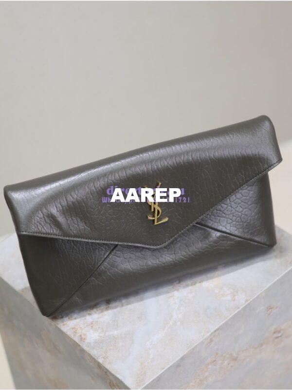 Replica Saint Laurent YSL Cassandre Large Envelope Pouch In Grained Lambskin 769307 Light Musk 7