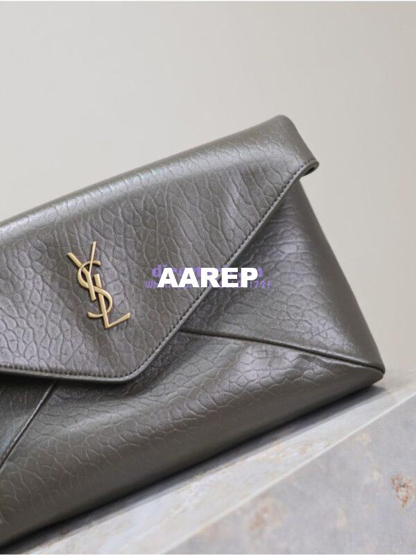 Replica Saint Laurent YSL Cassandre Large Envelope Pouch In Grained Lambskin 769307 Light Musk 8