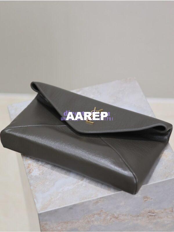 Replica Saint Laurent YSL Cassandre Large Envelope Pouch In Grained Lambskin 769307 Light Musk 13