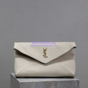 Replica Saint Laurent YSL Cassandre Large Envelope Pouch In Grained Lambskin 769307 Blanc
