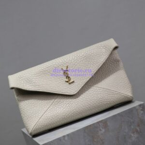 Replica Saint Laurent YSL Cassandre Large Envelope Pouch In Grained Lambskin 769307 Blanc 2