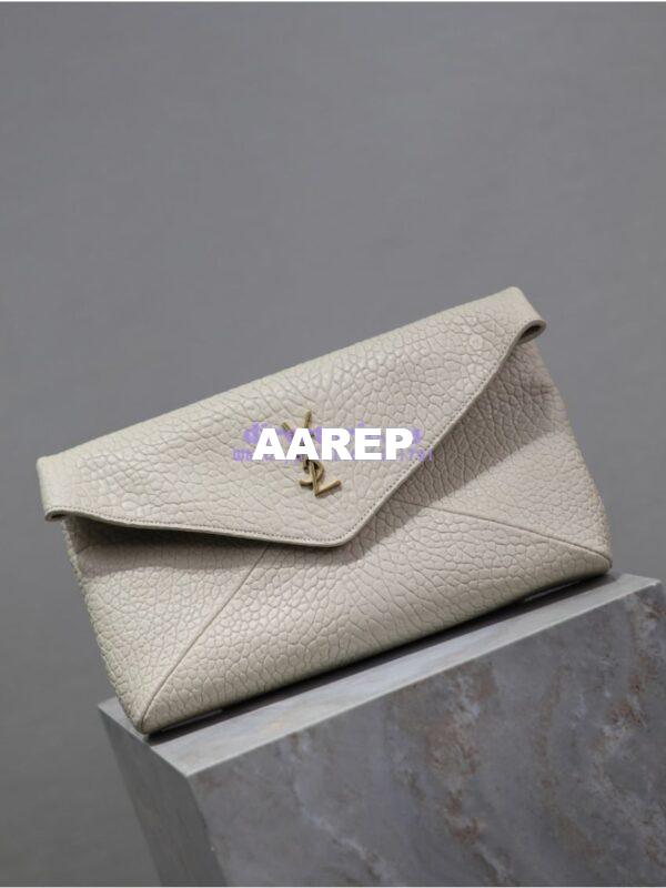 Replica Saint Laurent YSL Cassandre Large Envelope Pouch In Grained Lambskin 769307 Blanc 4